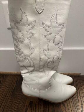 White Billini Leather Cowboy Boots